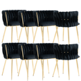 thumbnail image 1 of Velvet Dining Chairs, Mid-Century Living Room Chair with Metal Legs and Soft Padded, Woven Back Dining Chairs, Upholstered Accent Leisure Side Chair(Black,Set of 8), 1 of 9