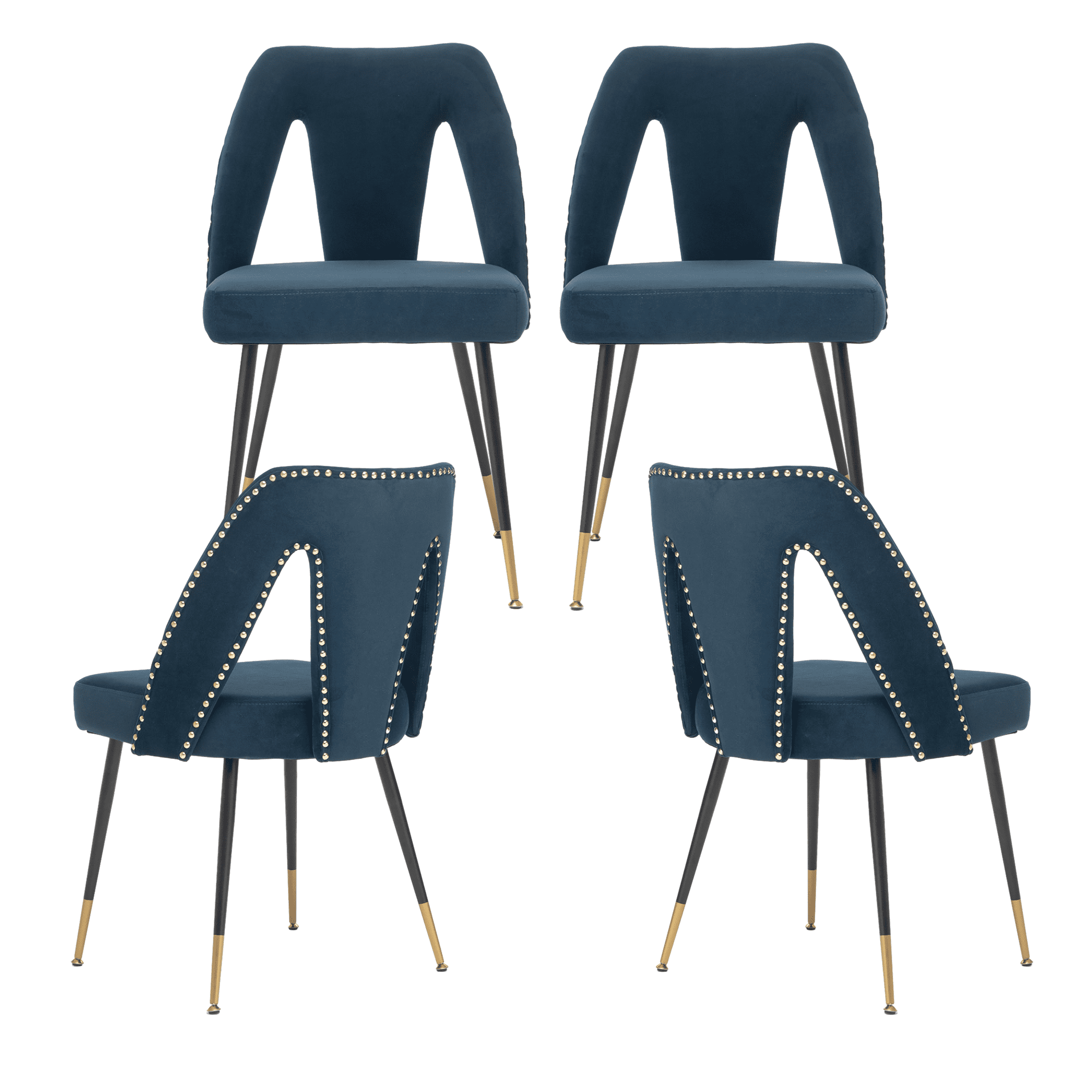 Velvet Dining Chairs, Mid Century Modern Kitchen Chair, Contemporary Dining Chair with Metal Leg