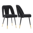 thumbnail image 1 of Dining Chairs, Modern Kitchen Dining Room Chairs, Upholstered Dining Accent Side Chairs in Velvet Cushion Seat with Nailheads and Gold Tipped Black Metal Legs (Set of 2), 1 of 8