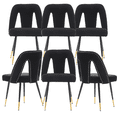 thumbnail image 1 of Velvet Dining Chairs, Mid Century Modern Kitchen Chair, Contemporary Dining Chair with Metal Leg, High Back, Armless Upholstered Leisure Side Chair for Dining Room Lounge (Set of 6), 1 of 8