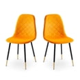 thumbnail image 1 of Velvet Dining Chairs, Modern Dining Chair with Golden Metal Legs, Multiple Color Upholstered Dining Chairs, Accent Desk Chair for Dining Room, Kitchen, Vanity, Living Room(Orange,Set of 2), 1 of 5