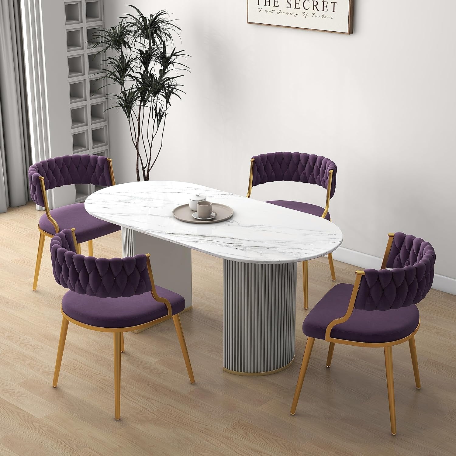 Velvet Dining Chairs Set of 2 Modern Upholstered Dining Chair with ...