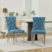 Velvet Dining Chairs Set of 2, Modern Upholstered Side Chairs with Chrome Legs and Nailhead Trim, Solid Wood Frame Kitchen Dining Room Chairs, Light Blue