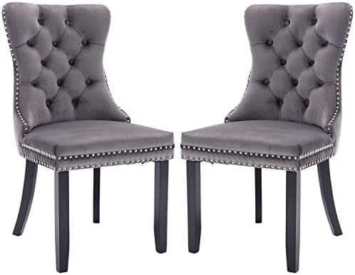Velvet Dining Chairs Set of 2, Tufted Dining Room Chairs with Button ...