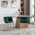 thumbnail image 1 of Velvet Dining Chairs Set of 2,Upholstered Accent Chairs with Gold Metal Legs and Curved Back,Comfy Leisure Chair Vanity Armchair for Dining Room Kitchen Vanity Living Room,Green, 1 of 7