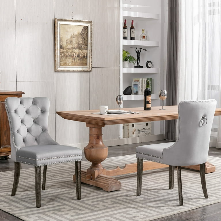 Velvet Dining Chairs Set of 2, Upholstered High-end Tufted Dining