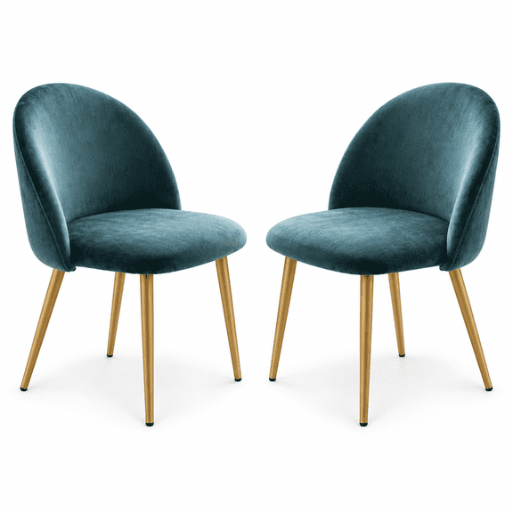 Velvet Dining Chairs Set of 2, Mint Green Mid-Century Modern Upholstered Kitchen Chairs with Padded Seats for Dining Room and Bedroom