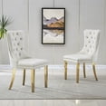 thumbnail image 1 of Velvet Dining Chairs Set of 2, Upholstered Tufted Dining Chairs with Stainless Steel Legs & Pull Ring for Dining Room, Living Room(Gold White), 1 of 6