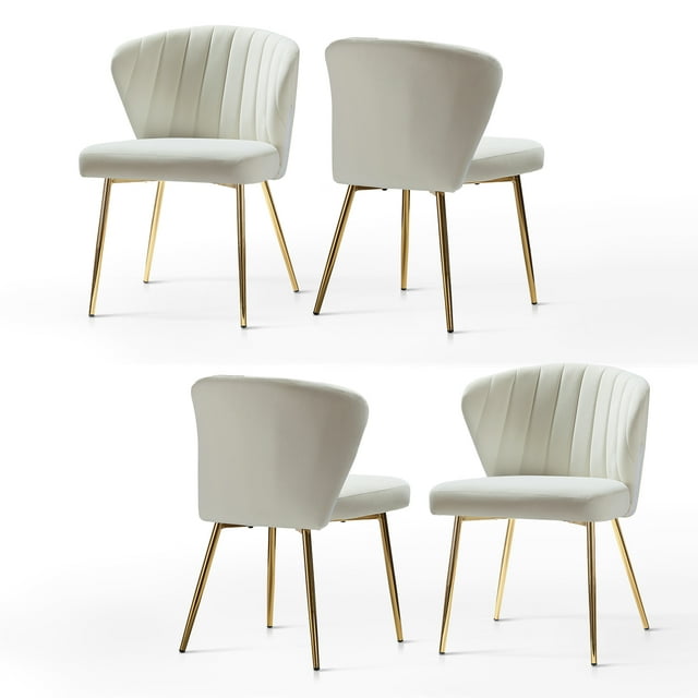 Velvet Dining Chairs Set of 4 Upholstered Accent Chair Channel Tufted