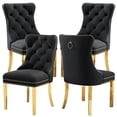 thumbnail image 1 of Velvet Dining Chairs Set of 4, Upholstered Tufted Dining Chairs with Stainless Steel Legs & Pull Ring for Dining Room, Living Room, 1 of 6