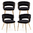 thumbnail image 1 of KCC Velvet Dining Chairs Set of 4, Woven Back Upholstered with Gold Metal Legs for Dining Room Kitchen and Living Room,Black, 1 of 6