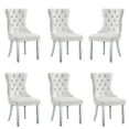 thumbnail image 1 of Velvet Dining Chairs Set of 6, Upholstered Tufted Dining Chairs with Stainless Steel Legs & Pull Ring for Dining Room, Living Room, 1 of 6