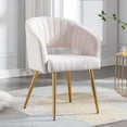 thumbnail image 1 of Velvet Dining Room Chairs - Upholstered Gold Chair with Hollow Back, Modern Design, Gold Legs, Accent Armrests - Perfect for Kitchen, Living Room, Reception - White (1PC), 1 of 7