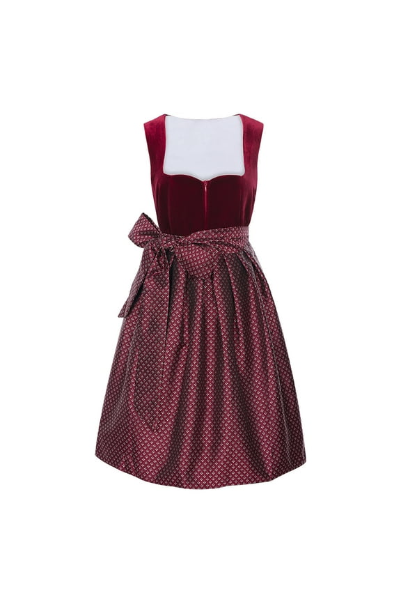 Velvet Dirndl Dress for Women Oktoberfest Bavarian Traditional German Costume Vintage Midi Dress with Apron