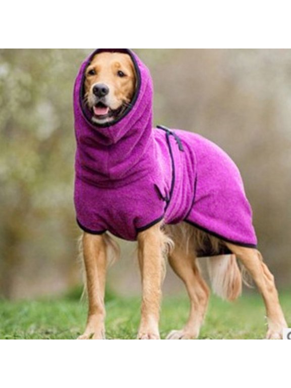 Velvet Dog Coat, Thick Warm Sweatshirt with Hood, Winter Jacket for Large Breeds, Cold Weather Walking