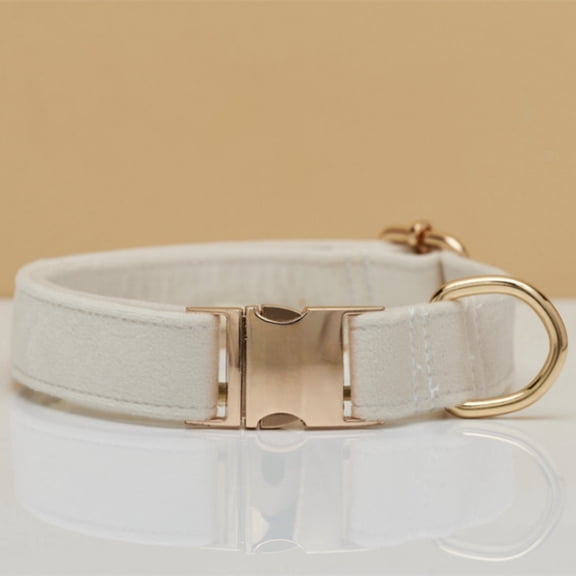 Velvet Dog Collar & Leash Set with Bow - Personalized Luxury Matching Set, Adjustable Soft Collar for Small Medium Dogs