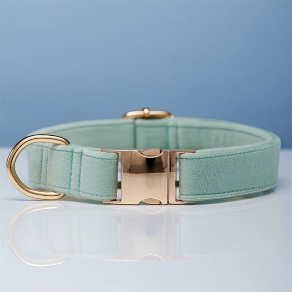 Velvet Dog Collar & Leash Set with Bow - Personalized Luxury Matching Set, Adjustable Soft Collar for Small Medium Dogs