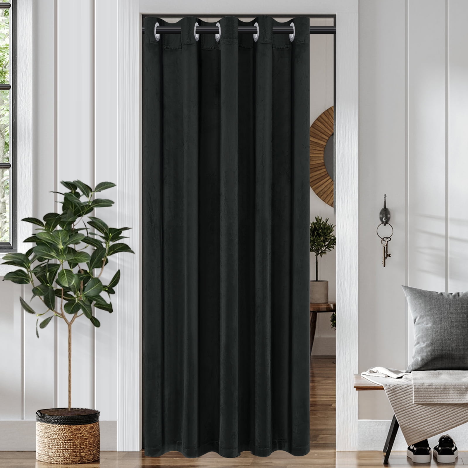 Velvet Door Curtains Thermal Insulated Single Door Curtains Drapes ...