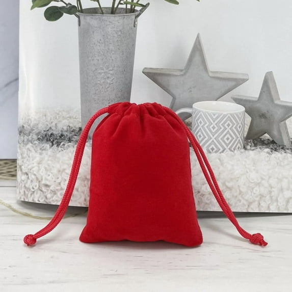 Velvet Drawstring Bags for Christmas Gifts - Reusable Small Jewelry Pouches with Pull Strings, Soft Gift Bags for Weddings Party Favors Packaging Elegant