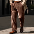 thumbnail image 1 of Velvet Dress Pants for Men Slim Fit Straight Leg Trousers Business Casual Suit Bottoms Pleated Formal Workwear, 1 of 9