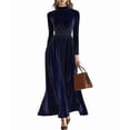 thumbnail image 1 of Velvet Dress for Women High Neck Long Sleeve Elegant Flowy Maxi Wedding Party Formal Gown Evening Dress XL, 1 of 7
