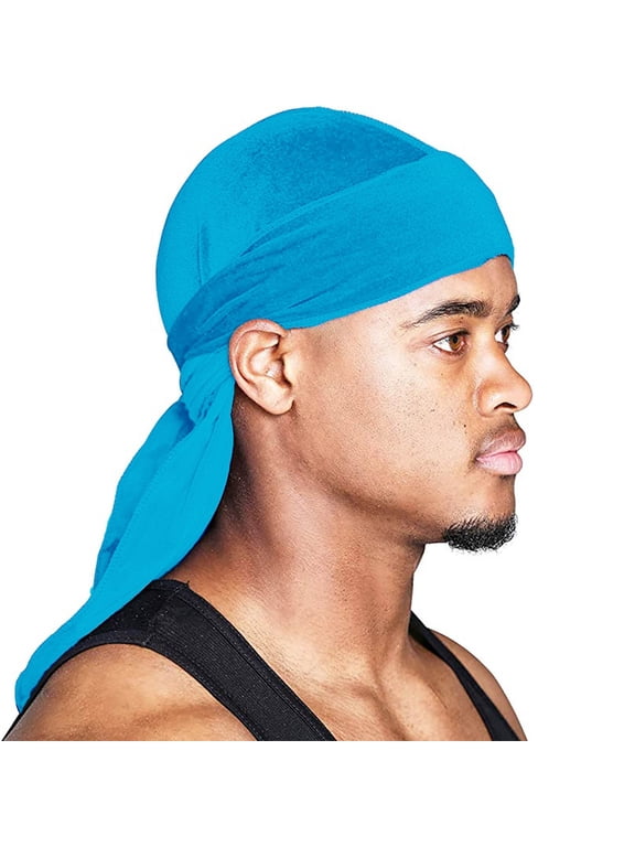 Velvet Durag for Men and Women Soft Headwrap Extra Long Tail Hip Hop Headwear Oversized Bandana