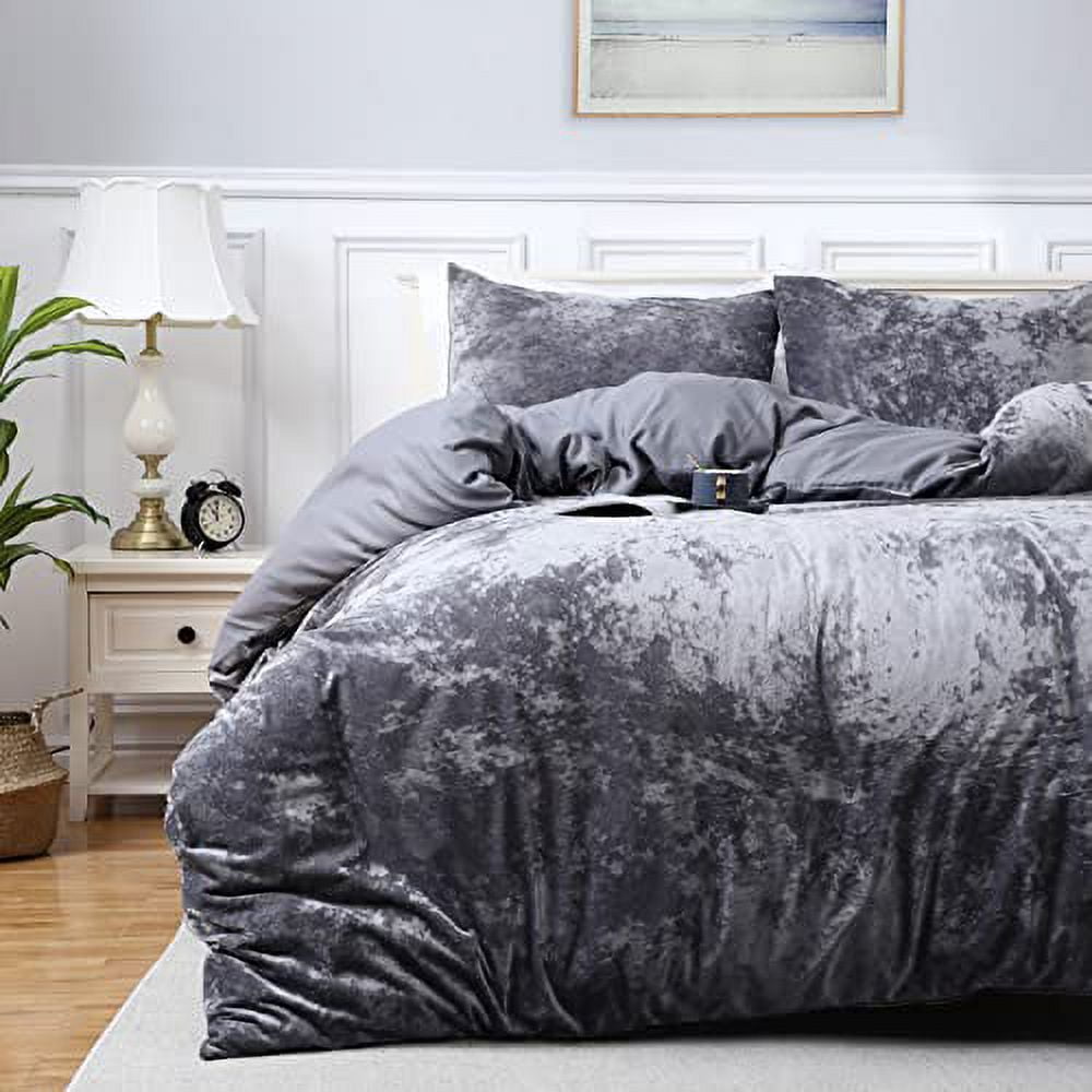 Velvet Duvet Cover Bedding Set KingSize, Luxury Ultra Soft Velvet