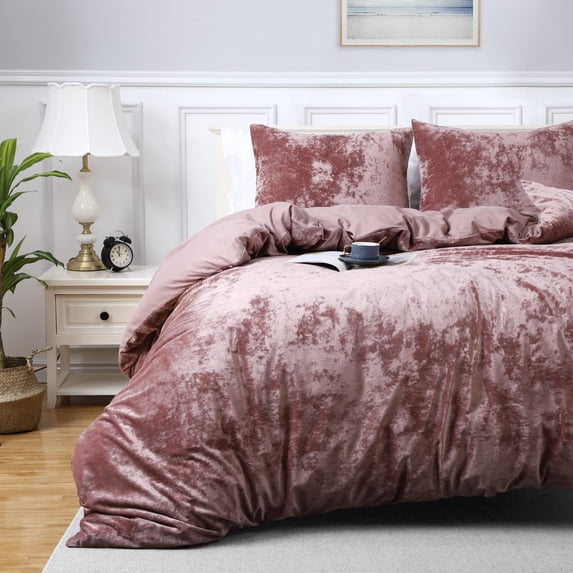Velvet Duvet Cover Set, Luxurious Breathable Bedding Set with Corner Ties, Lightweight Comforter Cover for All Season