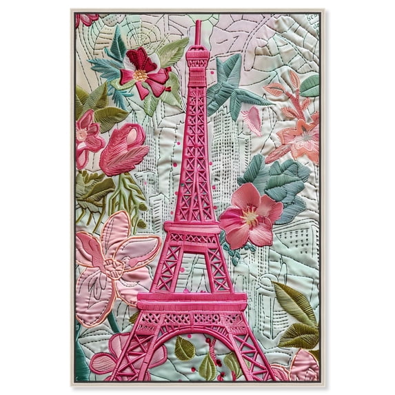 Velvet Eiffel Tower Canvas Fashion Prints by Art Remedy, Silver Frame, 24" x 36"