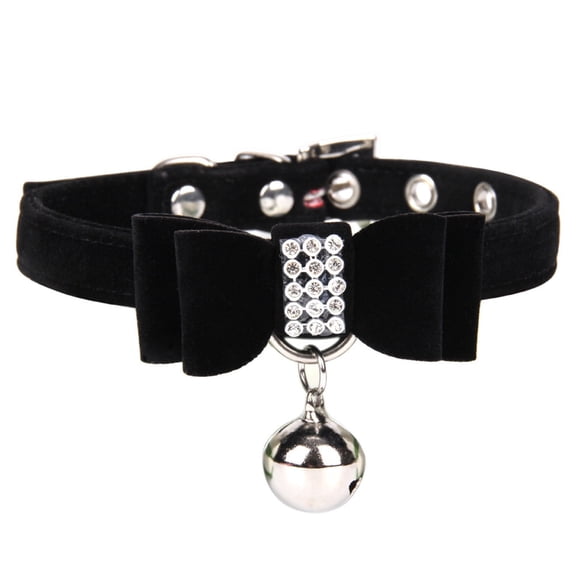 Velvet Elegant Bow Rope Cat Collar Bell Dog Chain Pet Collar Dogs Cats Collar For Pets Accessories S