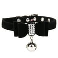 thumbnail image 1 of Velvet Elegant Bow Rope Cat & Dog Collar, Adjustable (23-27cm), Metal Clasps/D-Rings with Bell, Soft Skin-Friendly Material, 1 of 4