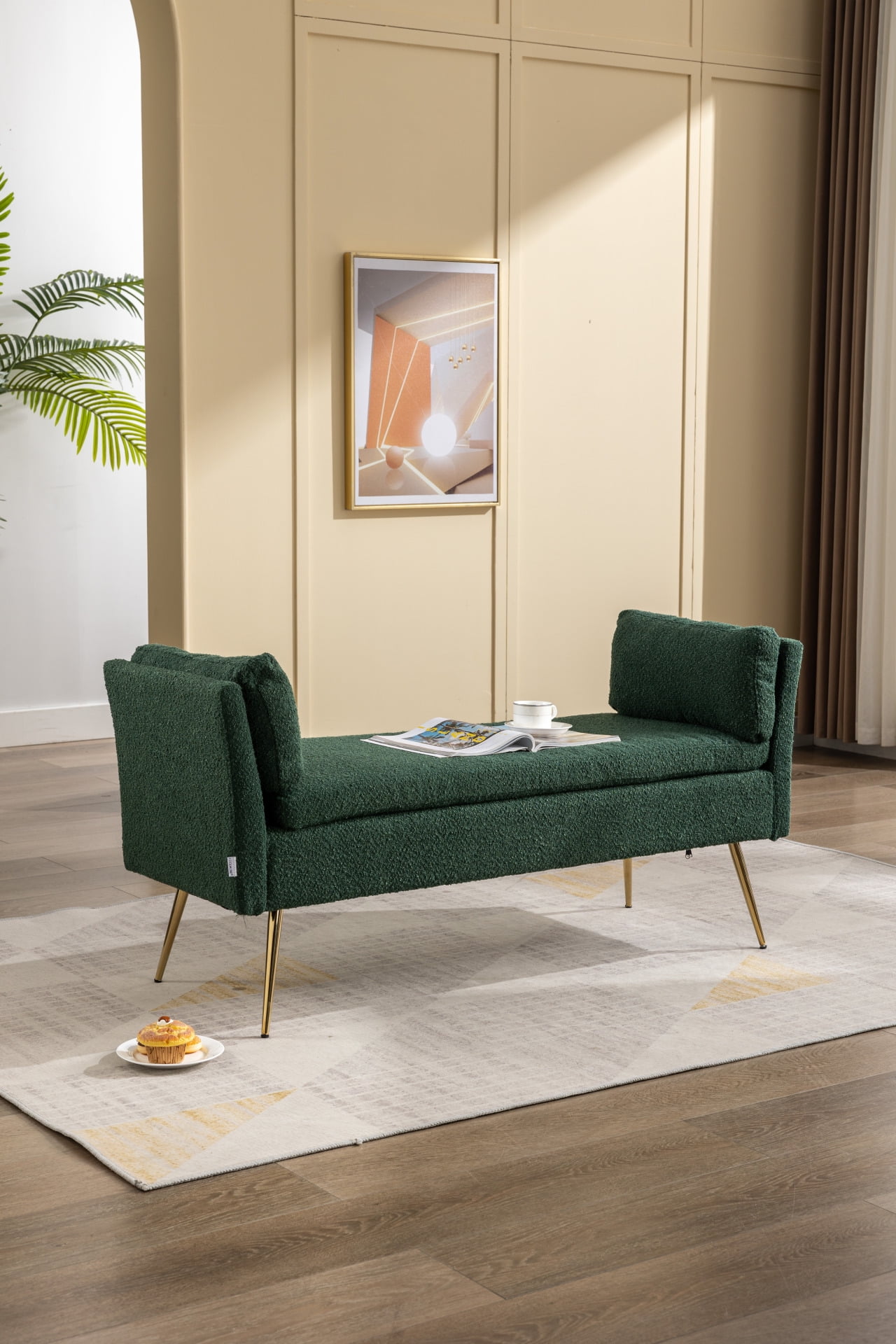 Velvet Elegant Entryway Bench, Modern Upholstered Tufted Ottoman