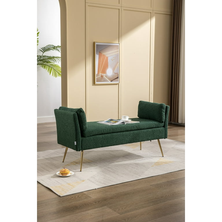 Velvet Elegant Entryway Bench, Modern Upholstered Tufted Ottoman