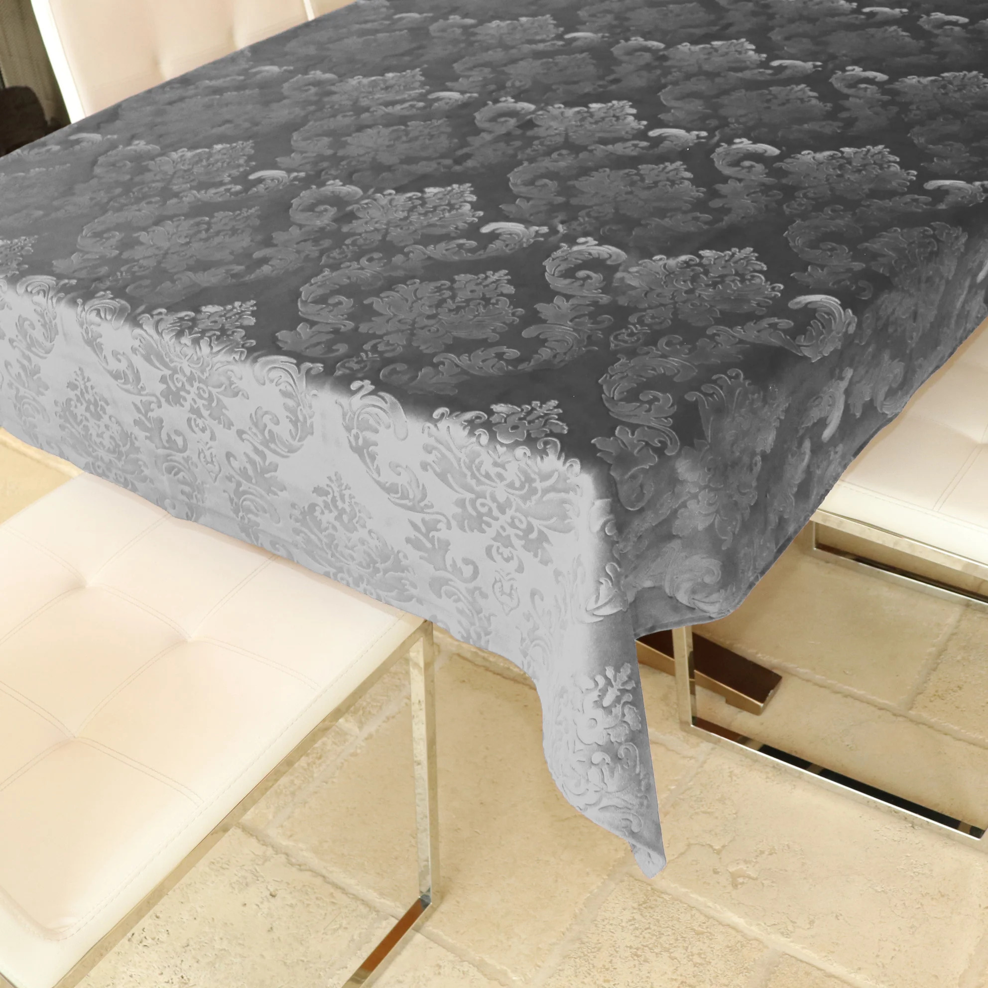 Velvet Embossed Damask Tablecloth