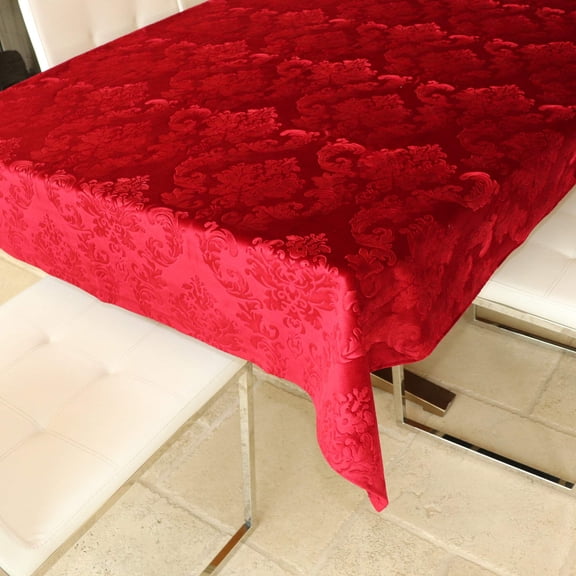 Velvet Embossed Damask Tablecloth