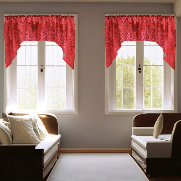 Velvet Embossed Victorian Damask Swag Window Valance 54" Wide / 36" Tall