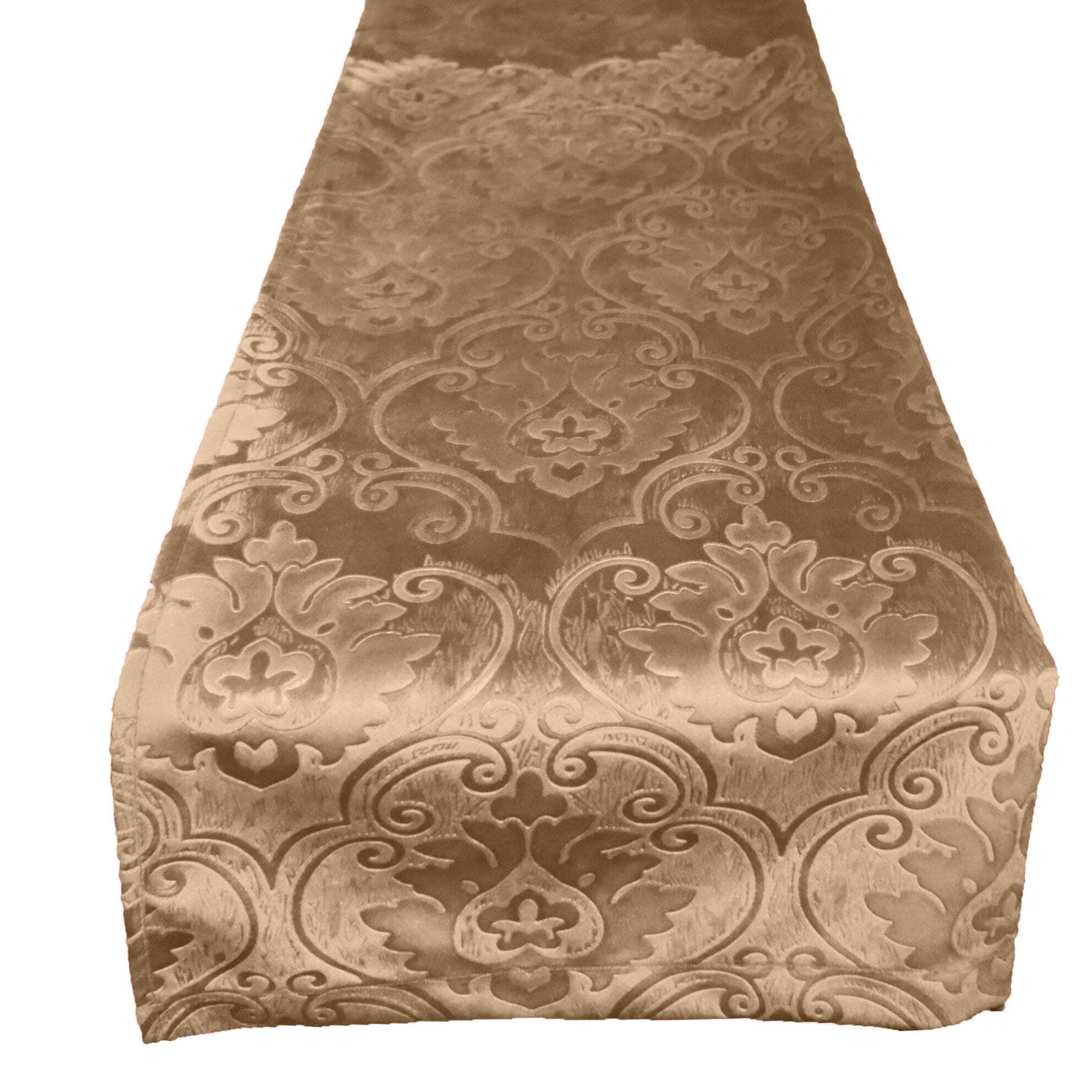 Velvet Embossed Victorian Damask Table Runner