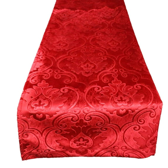 Velvet Embossed Victorian Damask Table Runner
