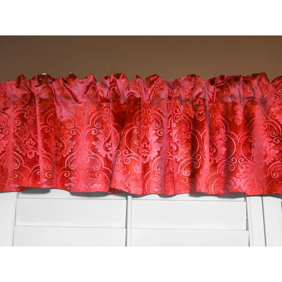 Velvet Embossed Victorian Damask Window Valance 54 Inch Wide