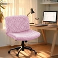 thumbnail image 1 of Velvet Embossing Criss  Chair Cover Pink Armless Office Desk Chair Slipcover Mid Back Wide, 1 of 5