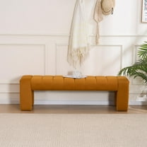 Velvet End of Bed Bench Upholstered Modern 59" Bedroom Bench for King Bed Bench Tufted Window Bench Comfy Long Ottoman for Living Room/Entry/Indoor