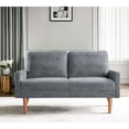 thumbnail image 1 of Velvet : European Style, Modern & Vintage, 2 Seater Couch For Home, Apartment, Office, Grey Luxury : Soft Velvet, Tapered Legs, 1 of 4