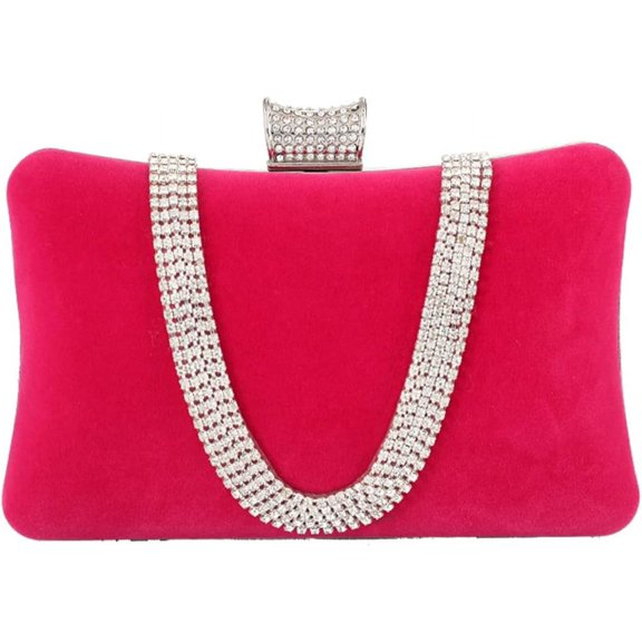Velvet Evening Bag for Women Rhinestone Clutch Bag Sparkly Handbag