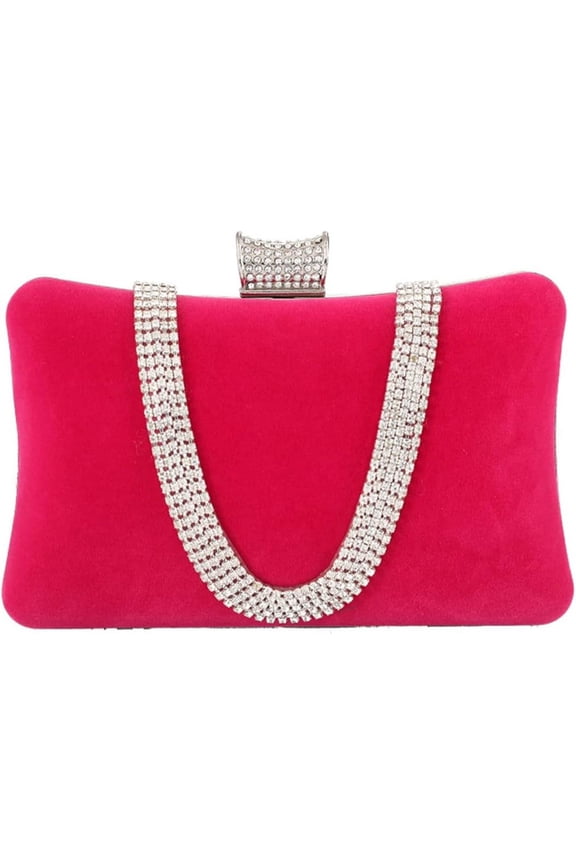 Velvet Evening Bag for Women Rhinestone Clutch Bag Sparkly Handbag