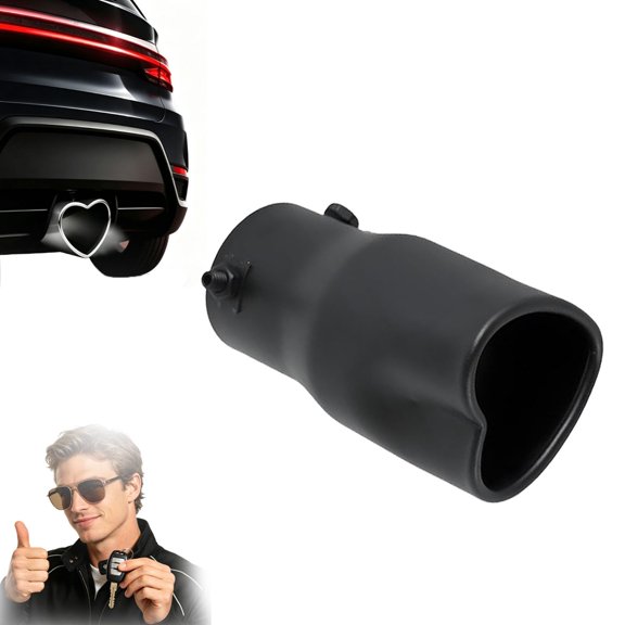 Velvet Exhaust Heart Shape, 2.5" Inlet 2.8" Outlet Heart Straight Stainless Steel Vehicle Exhaust Pipe Flue Muffler, Heart Shaped Muffler Tip, Universal Modified Exhaust Tail Pipe For Car