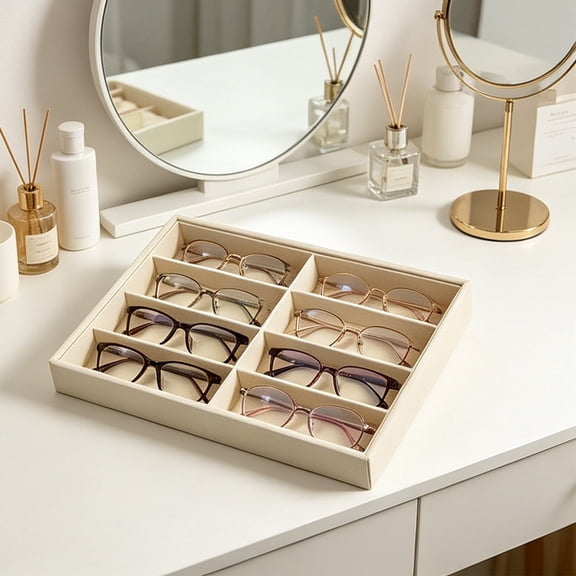 Velvet Eyeglass Storage Tray with 8 Slots Sunglasses Organizer Case Drawer Insert Glasses Display Box for Home and Optical Shop