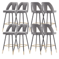 thumbnail image 1 of Velvet Fabric 29.5" Bar Stools with Nailheads and Gold Tipped Black, Modern Kitchen Stools with Wingback and Footrest, Upholstered Bar Chairs Solid Metal Leg for Kitchen (Set of 8), 1 of 8
