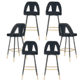 thumbnail image 1 of Velvet Fabric Bar Stools, 29.5" Bar Stool with Back, Metal Legs, Footrest, Kitchen Bar Chair for Home Island Breakfast, Bar Stools with Nailheads and Gold Tipped Black (Set of 6), 1 of 8