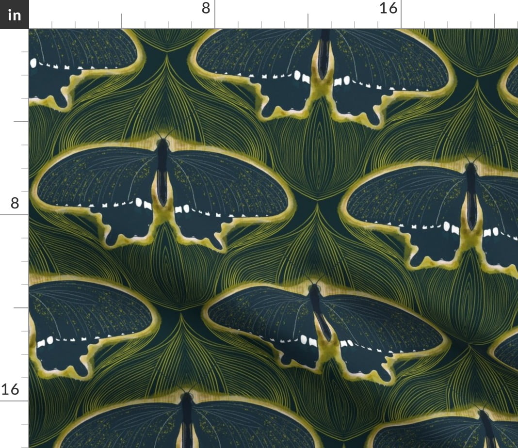 Velvet Fabric Fat Quarter Bold Nature Whimsical Woodland Insect Moth