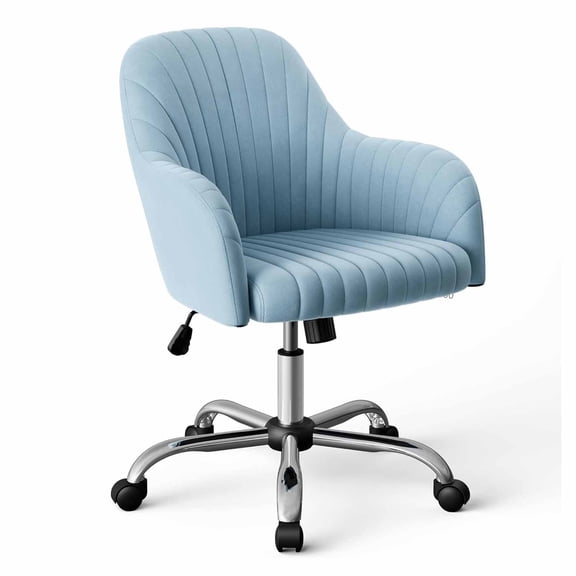 Velvet Fabric Home Office Chair Comfy Vanity Chairs Adjustable 360° Swivel Upholstered Computer Task Chair Living Room Chairs with Arms